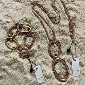 White House Black Market Rose Gold Necklace and Bracelet Set